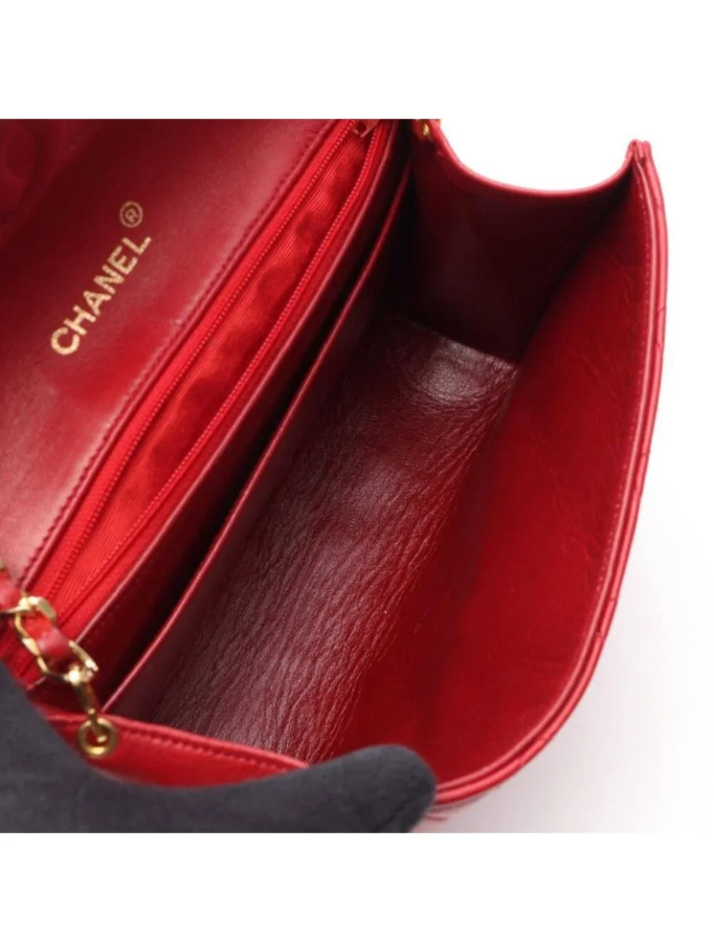 Chanel Shoulder Bag Quilted Big CC Logo Red Lambskin CC Chain